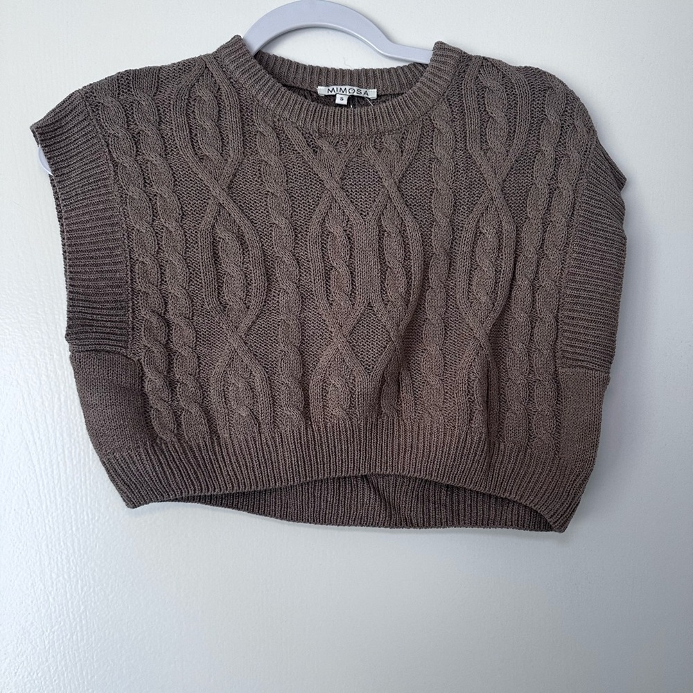 Taupe/brown cropped sweater vest NWT - Picture 5 of 8